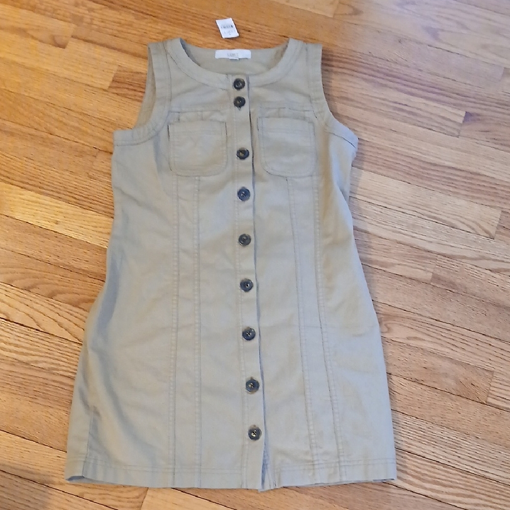 LOFT Palmer Khaki Sleeveless Button-Front Mini- Dress ■ Size 0
